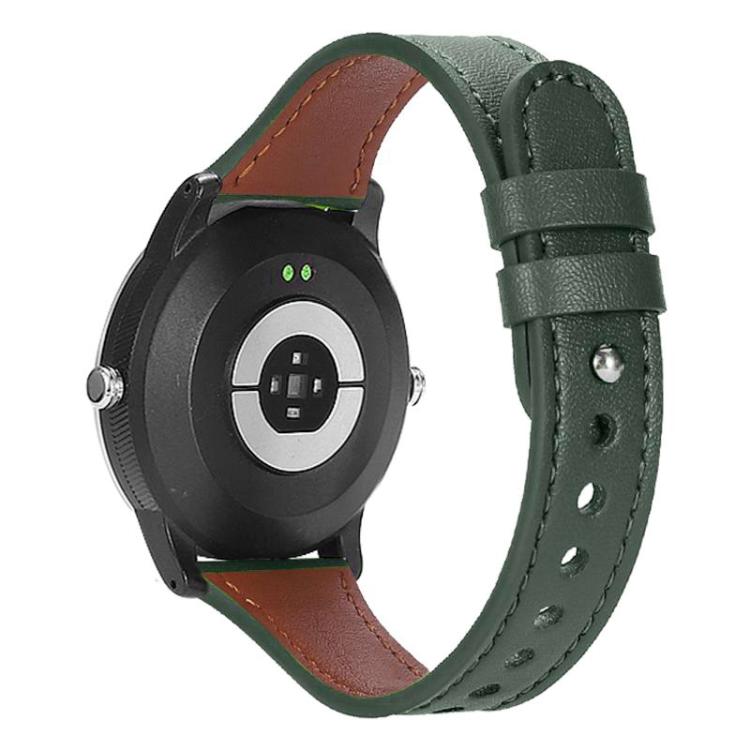 

22mm xDfind Double Ring Single Rivet Genuine Leather Watch Band(Army Green)