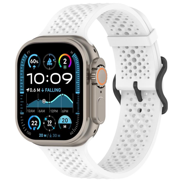 

For Apple Watch 42 / 44 / 45 / 46 / 49mm xDfind Breathable Silicone Watch Band(White)