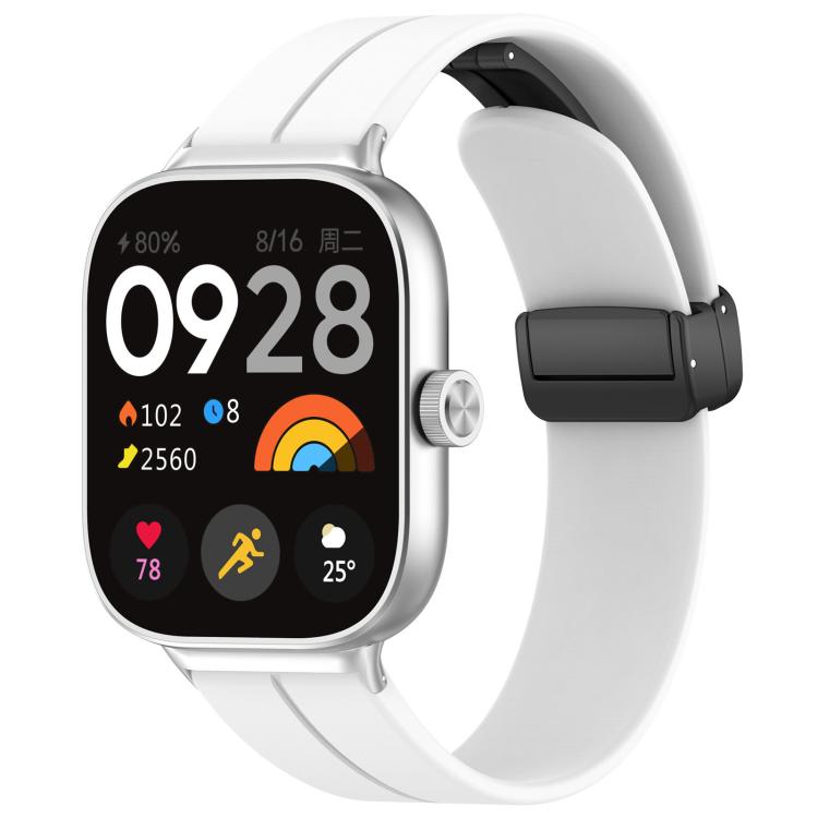 For Xiaomi Band 9 Pro/8 Pro/Redmi Watch 5/4 xDfind  Flat Head Groove Folding Black Buckle Silicone Watch Band(White)