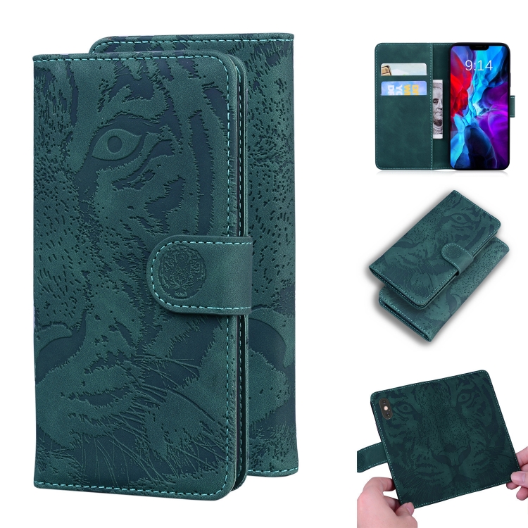

For iPhone 12 mini Tiger Embossing Pattern Horizontal Flip Leather Case with Holder & Card Slots & Wallet(Green)