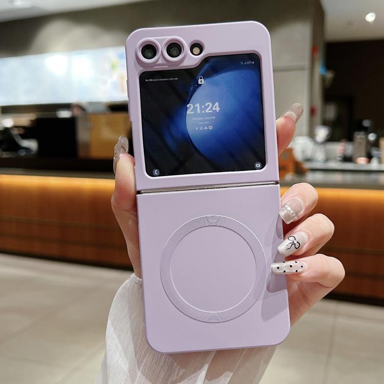 

For Samsung Galaxy Z Flip6 5G Solid Color Liquid Silicone MagSafe Magnetic Phone Case(Grass Purple)