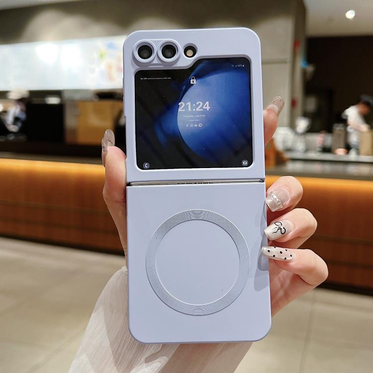 

For Samsung Galaxy Z Flip5 5G Solid Color Liquid Silicone MagSafe Magnetic Phone Case(Lilac Purple)