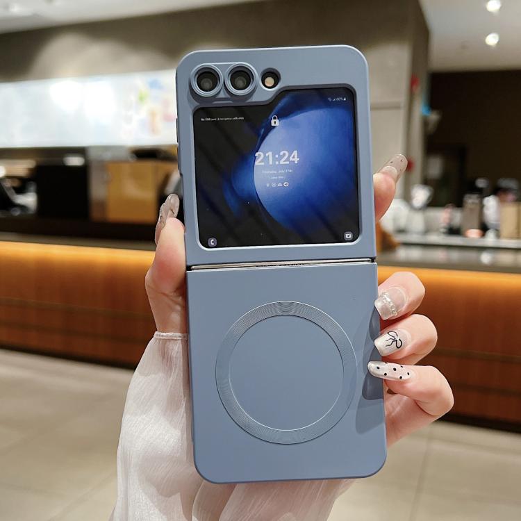 

For Samsung Galaxy Z Flip5 5G Solid Color Liquid Silicone MagSafe Magnetic Phone Case(Lavender Grey)