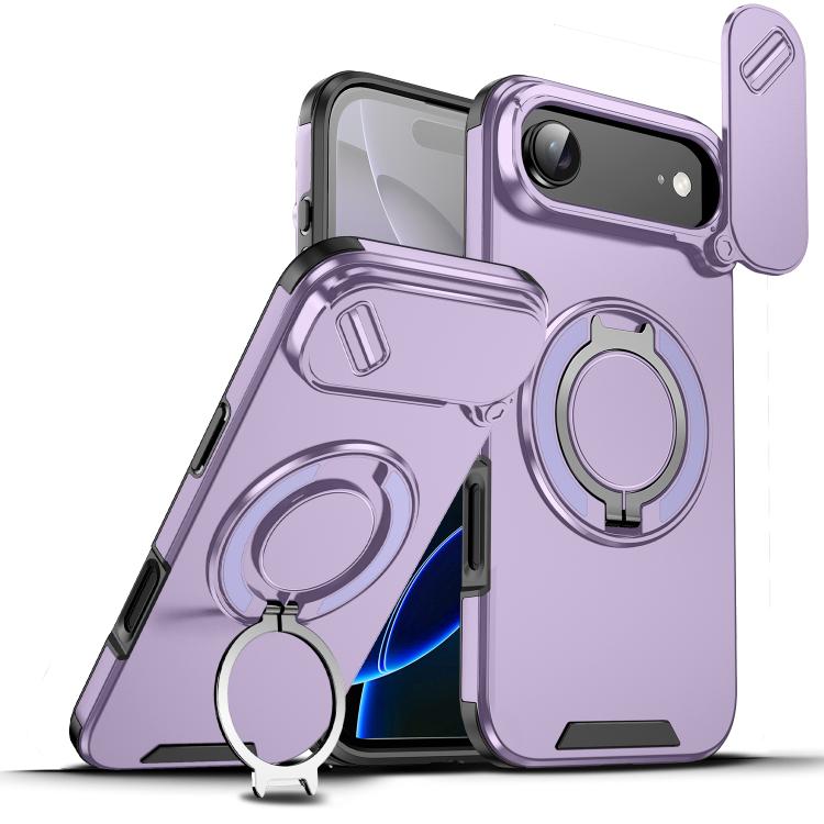 

For iPhone Air Sliding Camshield Ring Holder Phone Case(Purple)