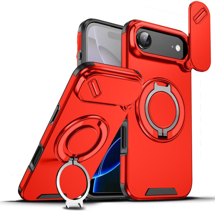 

For iPhone Air Sliding Camshield Ring Holder Phone Case(Red)