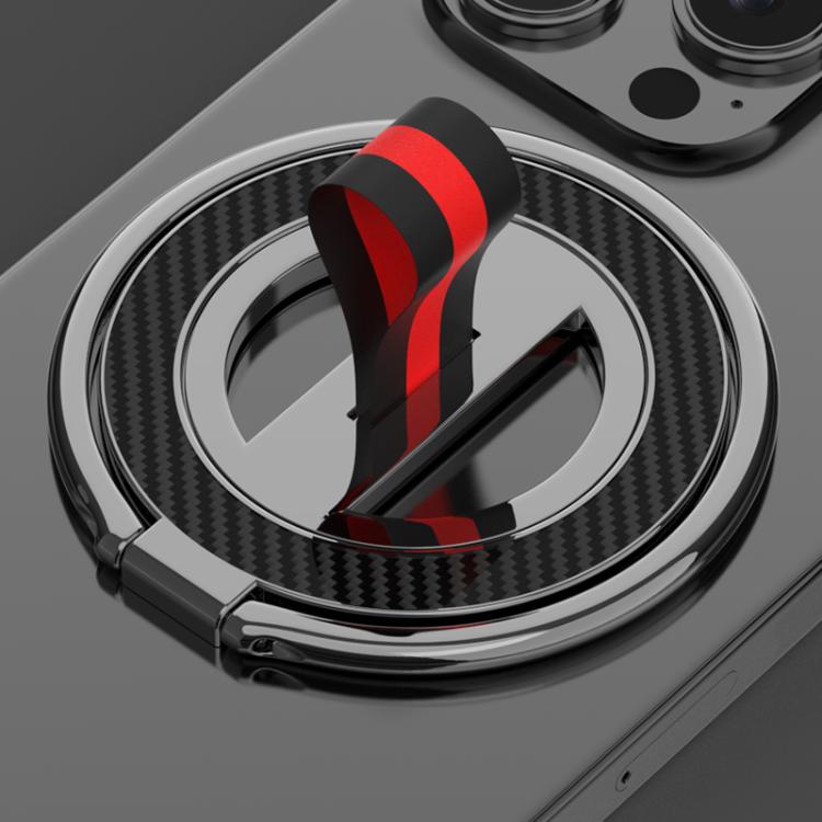 

Carbon Fiber Texture Rotation Folding Ring MagSafe Magnetic Phone Holder(Black Red Black)