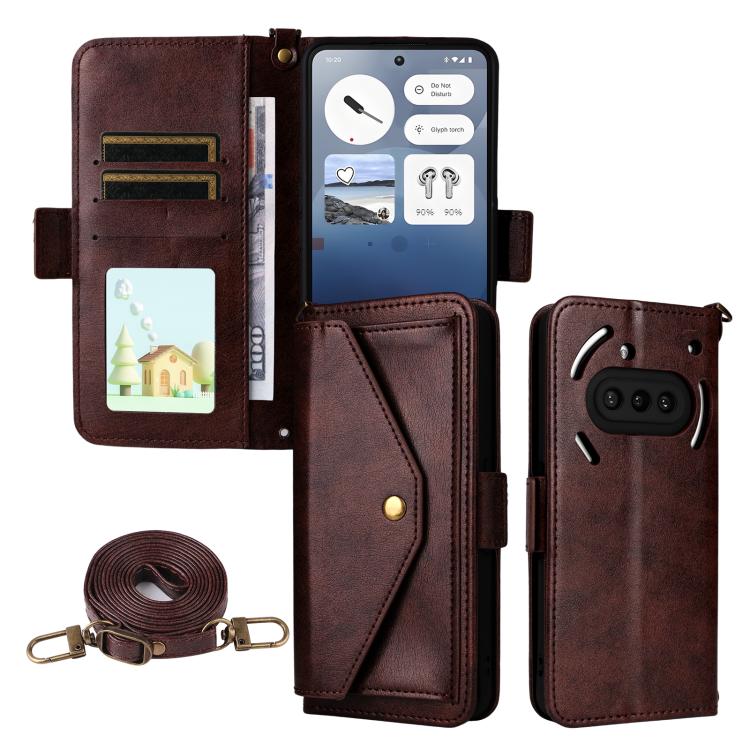 

For Nothing Phone 3a Multi-card Slots Crossbody Cowhide Leather Phone Case(Brown)