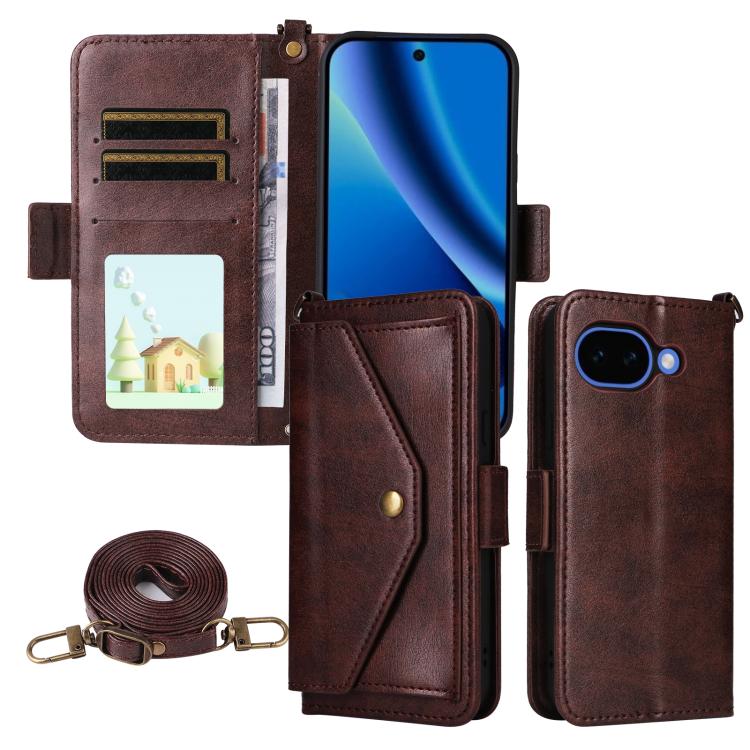 

For Google Pixel 10a Multi-card Slots Crossbody Cowhide Leather Phone Case(Brown)
