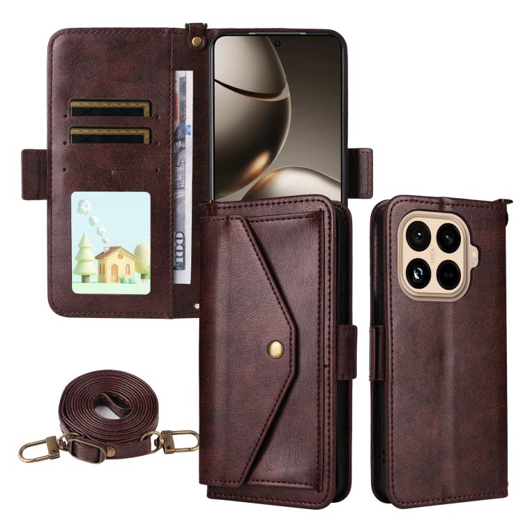 

For Xiaomi 15T Pro 5G Multi-card Slots Crossbody Cowhide Leather Phone Case(Brown)