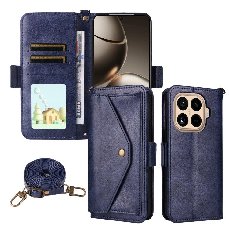 

For Xiaomi 15T Pro 5G Multi-card Slots Crossbody Cowhide Leather Phone Case(Blue)