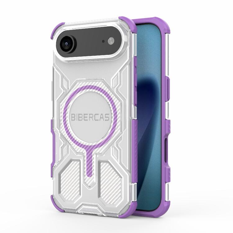 

For iPhone Air BIBERCAS Transparent Color Series MagSafe Air Bag Shockproof Phone Case(Purple)