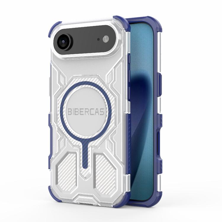 

For iPhone Air BIBERCAS Transparent Color Series MagSafe Air Bag Shockproof Phone Case(Blue)