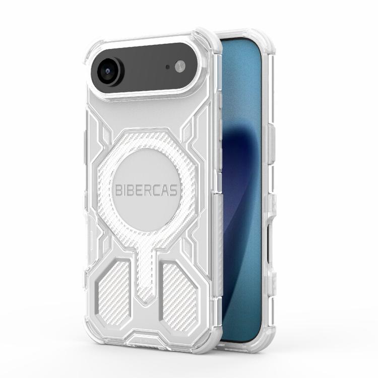 

For iPhone 17 Air BIBERCAS Transparent Color Series MagSafe Air Bag Shockproof Phone Case(White)