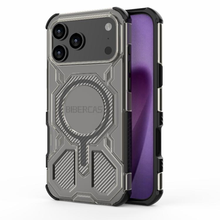 

For iPhone 17 Pro Max BIBERCAS Transparent Color Series MagSafe Air Bag Shockproof Phone Case(Black)