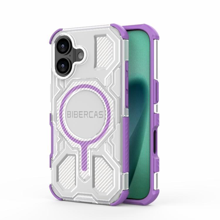 

For iPhone 17 BIBERCAS Transparent Color Series MagSafe Air Bag Shockproof Phone Case(Purple)