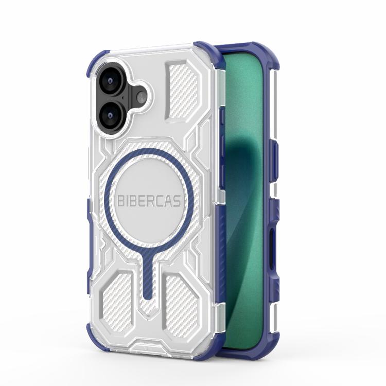 

For iPhone 17 BIBERCAS Transparent Color Series MagSafe Air Bag Shockproof Phone Case(Blue)