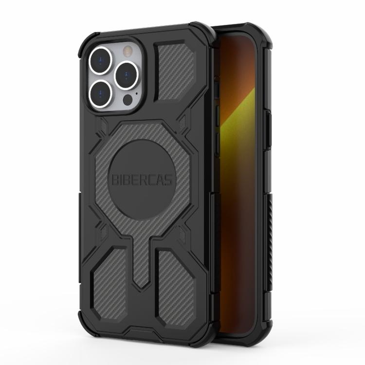 

For iPhone 13 Pro Max BIBERCAS Real Color Series MagSafe Shockproof Phone Case(Black)
