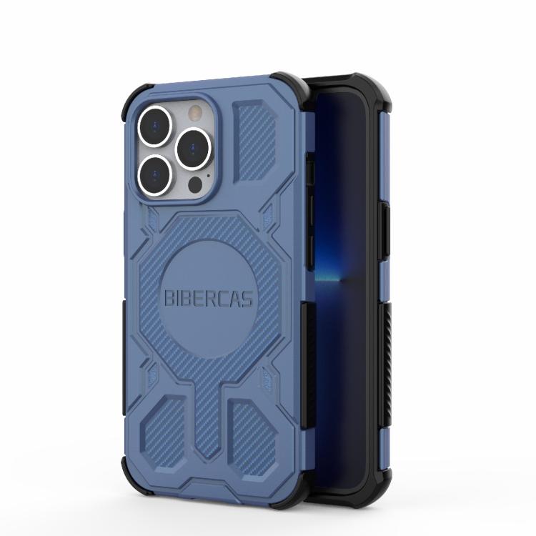 

For iPhone 13 Pro BIBERCAS Real Color Series MagSafe Shockproof Phone Case(Blue)