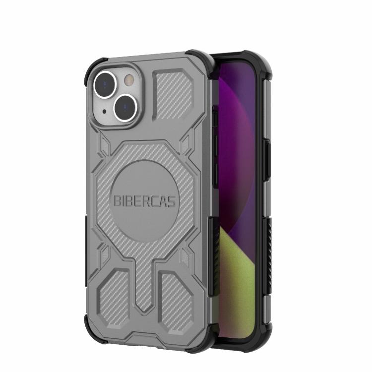 

For iPhone 13 / 14 BIBERCAS Real Color Series MagSafe Shockproof Phone Case(Gray)