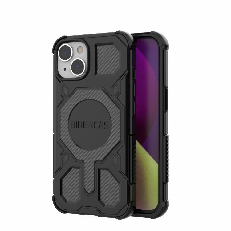 

For iPhone 13 / 14 BIBERCAS Real Color Series MagSafe Shockproof Phone Case(Black)