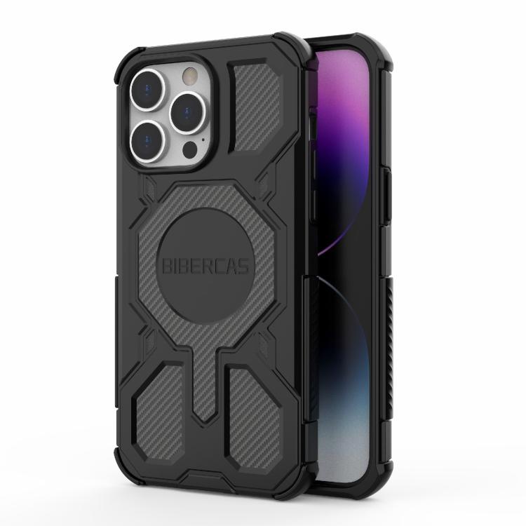 

For iPhone 14 Pro Max BIBERCAS Real Color Series MagSafe Shockproof Phone Case(Black)
