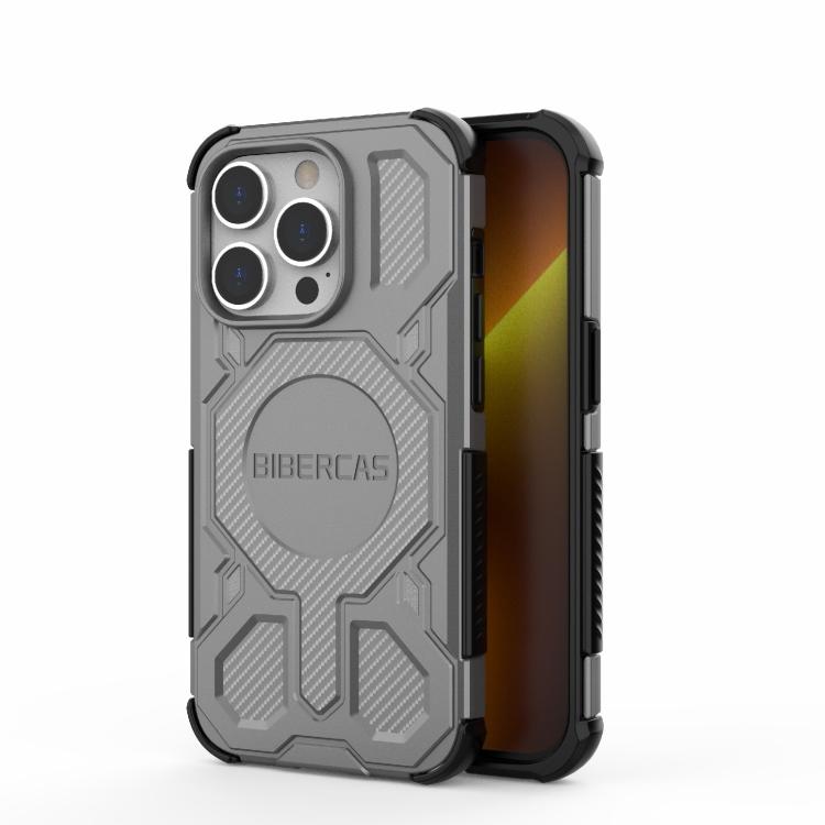 

For iPhone 14 Pro BIBERCAS Real Color Series MagSafe Shockproof Phone Case(Gray)