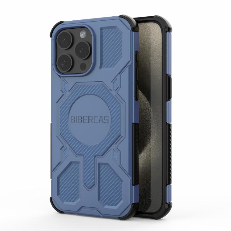 

For iPhone 15 Pro Max BIBERCAS Real Color Series MagSafe Shockproof Phone Case(Blue)