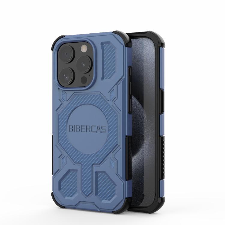 

For iPhone 15 Pro BIBERCAS Real Color Series MagSafe Shockproof Phone Case(Blue)