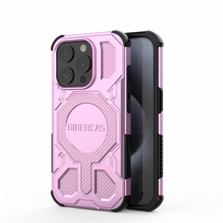 

For iPhone 15 Pro BIBERCAS Real Color Series MagSafe Shockproof Phone Case(Pink)