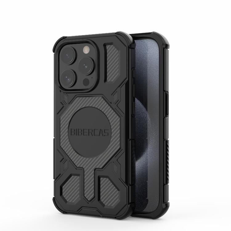 

For iPhone 15 Pro BIBERCAS Real Color Series MagSafe Shockproof Phone Case(Black)