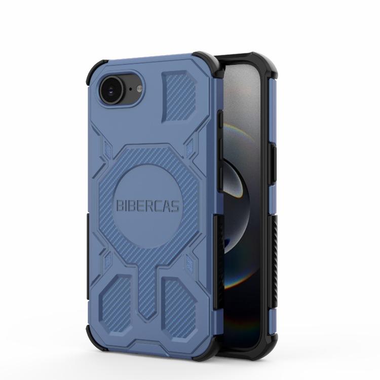 

For iPhone 16e BIBERCAS Real Color Series MagSafe Shockproof Phone Case(Blue)