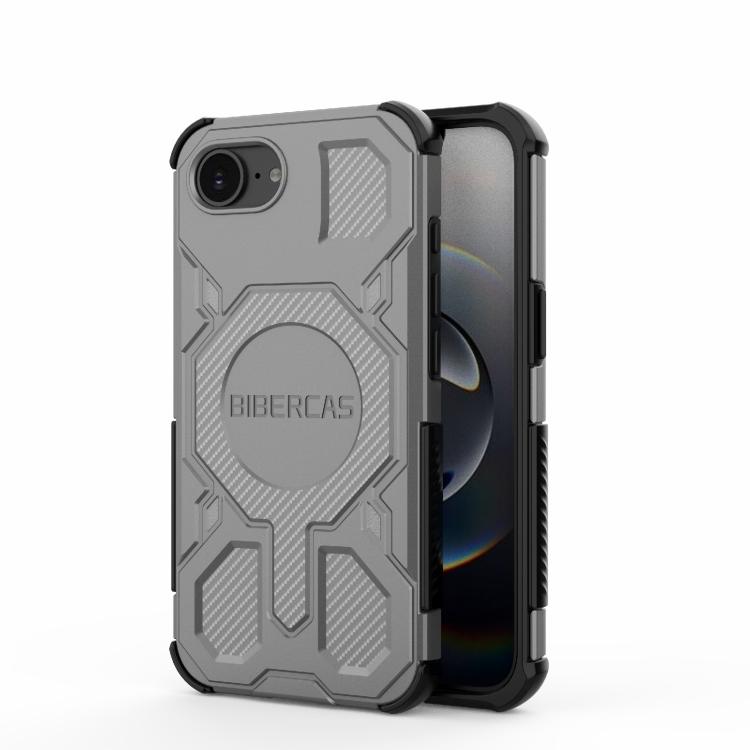 

For iPhone 16e BIBERCAS Real Color Series MagSafe Shockproof Phone Case(Gray)