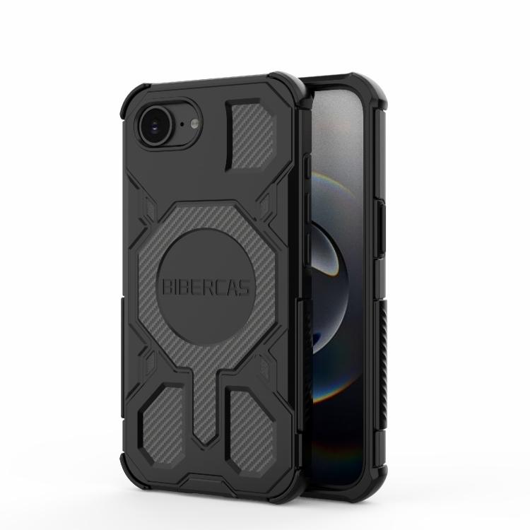 

For iPhone 16e BIBERCAS Real Color Series MagSafe Shockproof Phone Case(Black)