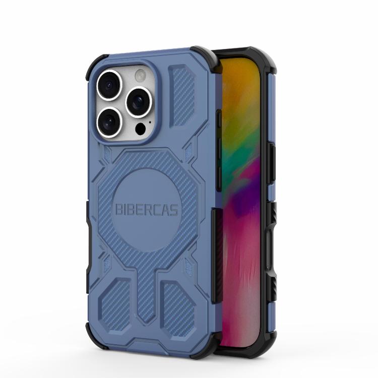 

For iPhone 16 Pro BIBERCAS Real Color Series MagSafe Shockproof Phone Case(Blue)