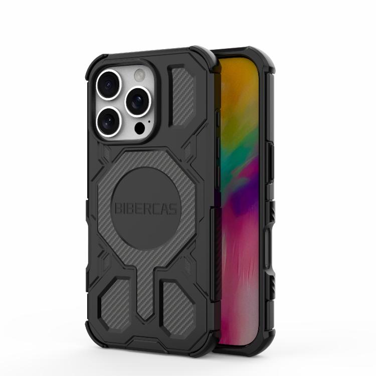 

For iPhone 16 Pro BIBERCAS Real Color Series MagSafe Shockproof Phone Case(Black)