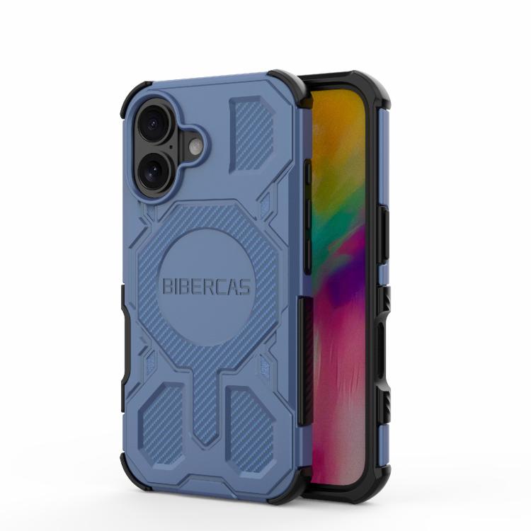 

For iPhone 16 BIBERCAS Real Color Series MagSafe Shockproof Phone Case(Blue)