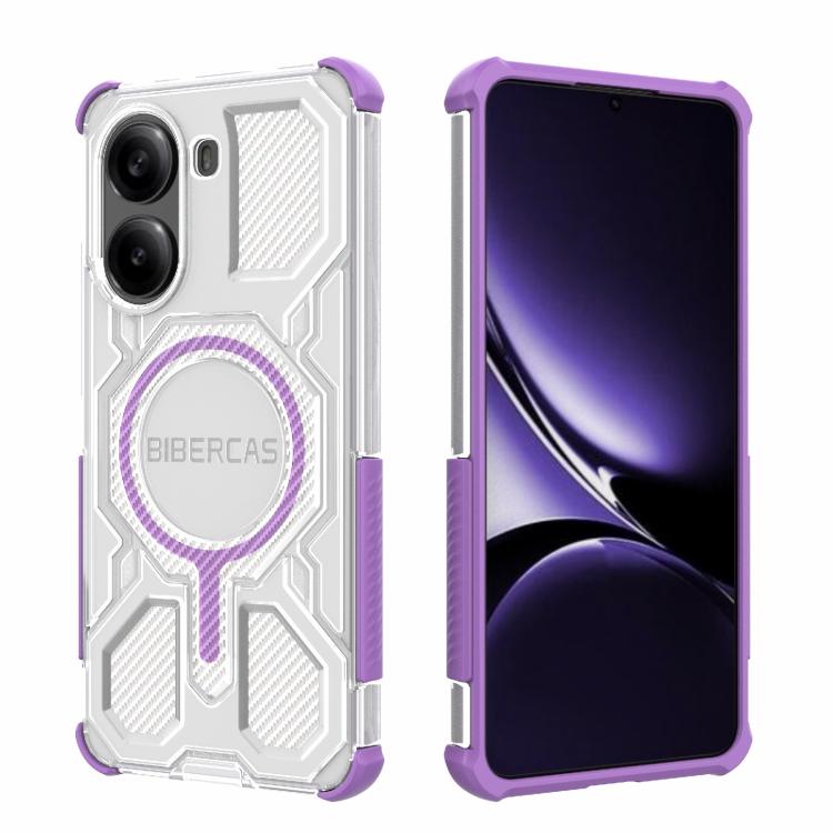 

For Redmi Turbo 4 BIBERCAS Transparent Color Series MagSafe Air Bag Shockproof Phone Case(Purple)