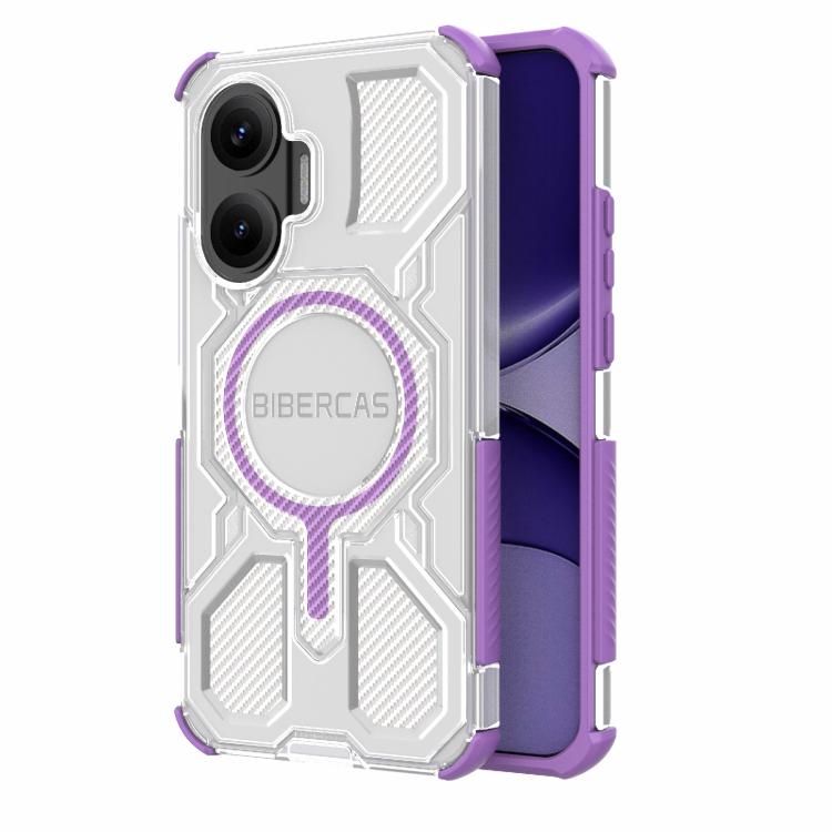 

For Redmi Turbo 4 Pro 5G BIBERCAS Transparent Color Series MagSafe Air Bag Shockproof Phone Case(Purple)