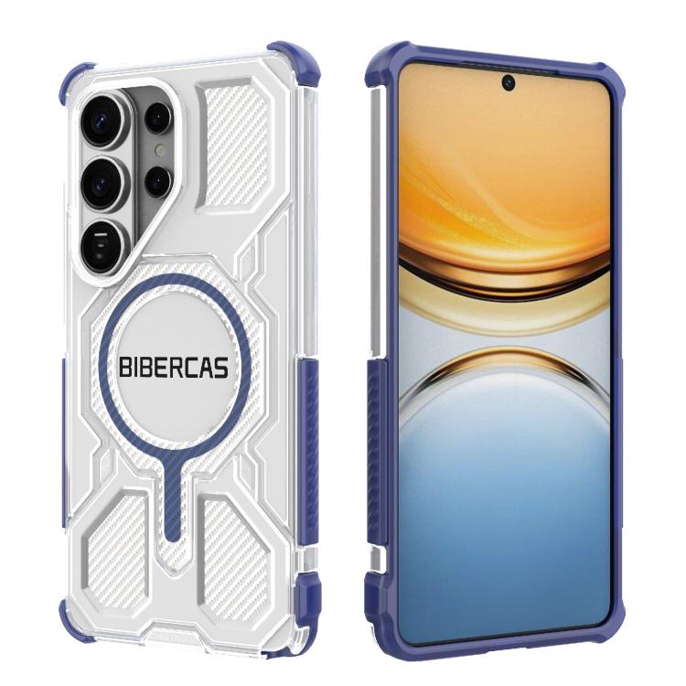 

For Samsung Galaxy S26 Ultra 5G BIBERCAS Transparent Color Series MagSafe Air Bag Shockproof Phone Case(Blue)