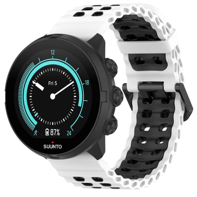 

For Suunto 9 / 7 / Spartan Sport xDfind Ocean Dual Pin Buckle Silicone Watch Band(White Black)