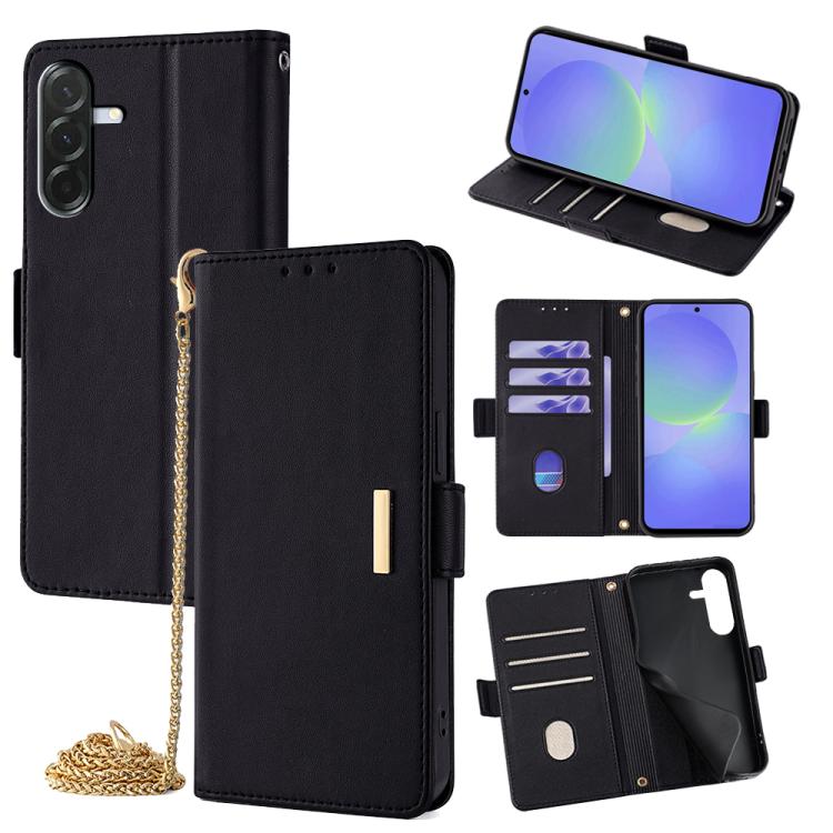 

For Samsung Galaxy A36 5G Crossbody Chain Leather Phone Case(Black)