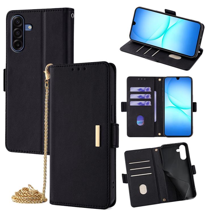 

For Samsung Galaxy A17 5G Crossbody Chain Leather Phone Case(Black)