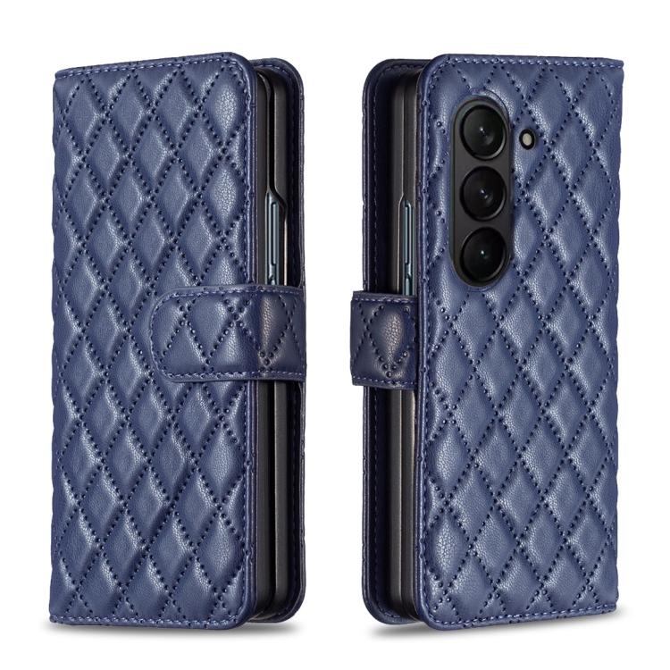 

For Samsung Galaxy Z Fold7 Diamond Lattice Wallet Flip Leather Phone Case(Blue)