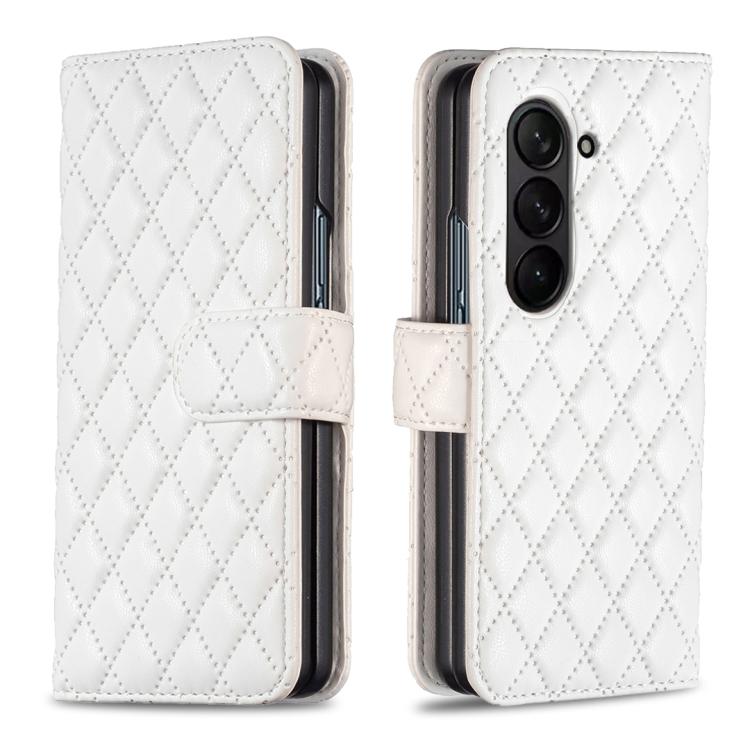 

For Samsung Galaxy Z Fold6 Diamond Lattice Wallet Flip Leather Phone Case(White)