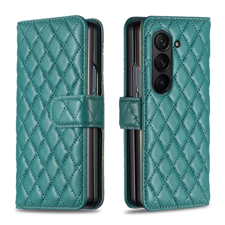 

For Samsung Galaxy Z Fold6 Diamond Lattice Wallet Flip Leather Phone Case(Green)