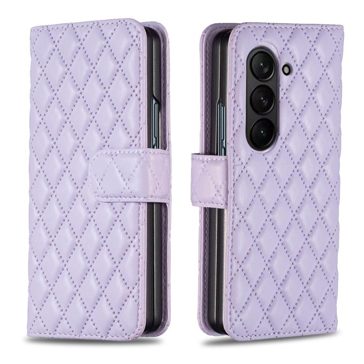 

For Samsung Galaxy Z Fold6 Diamond Lattice Wallet Flip Leather Phone Case(Purple)