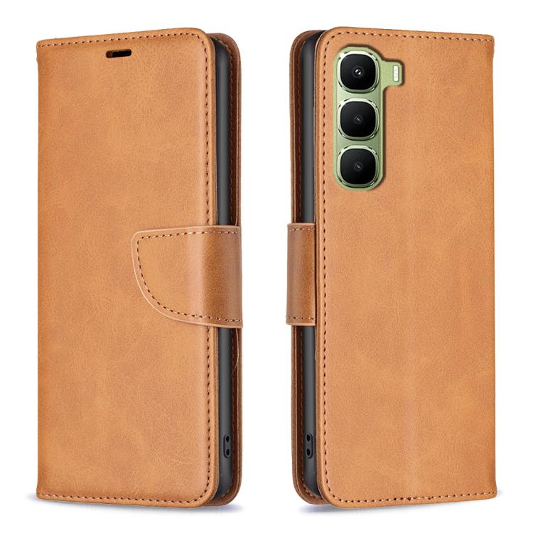 

For Infinix Hot 70 5G Lambskin Texture Pure Color Flip Leather Phone Case(Yellow)