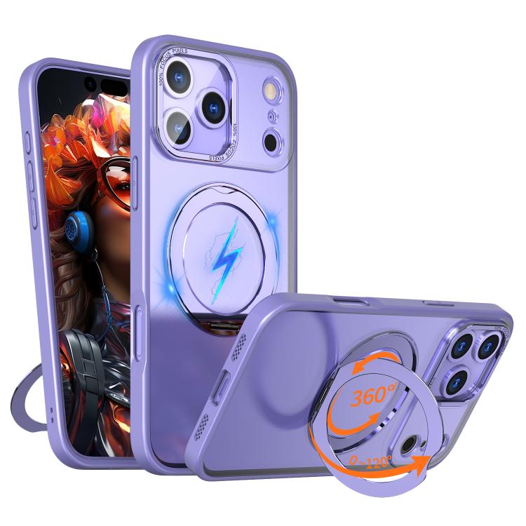 

For iPhone 17 Pro Max kalebol MagSafe Metal Ring Holder Phone Case(Light Purple)