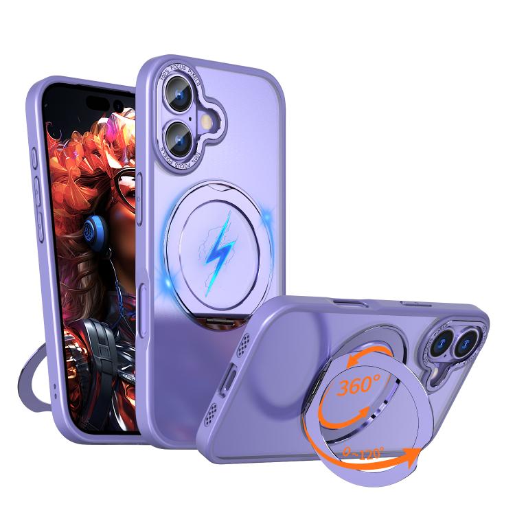 

For iPhone 17 kalebol MagSafe Metal Ring Holder Phone Case(Light Purple)