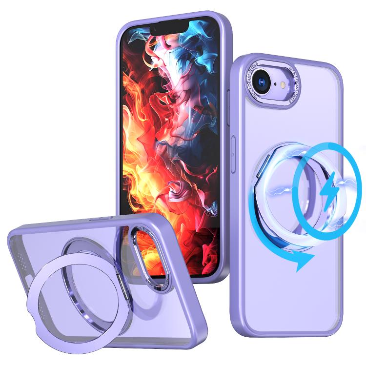 

For iPhone 16e kalebol MagSafe Metal Ring Holder Phone Case(Light Purple)